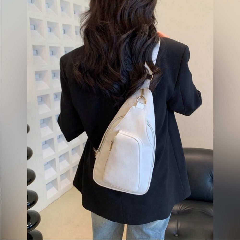 New PU Leather Crossbody Sling Bag  Soft White Shoulder Bag